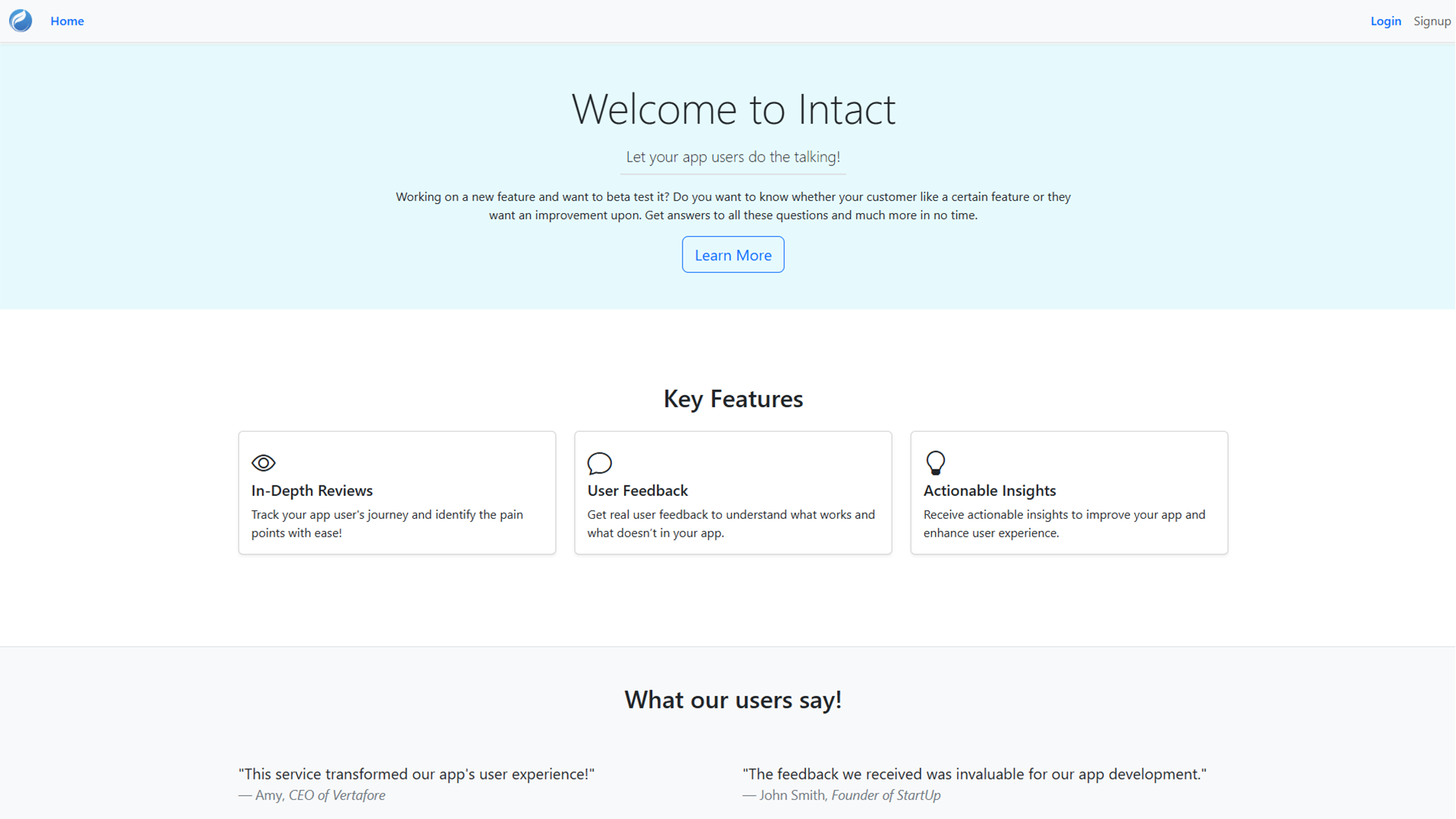 Intact Homepage