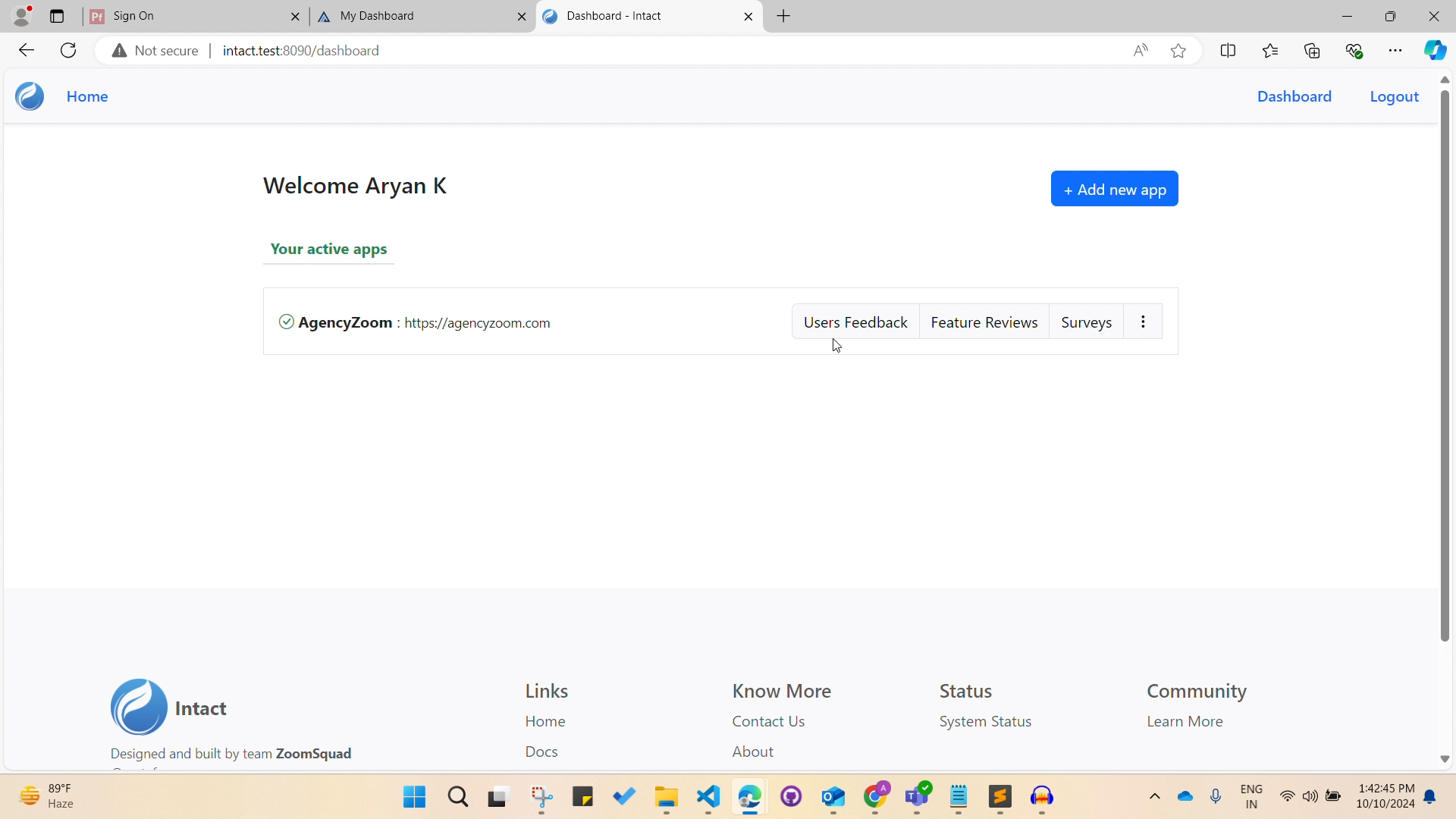 Intact app screenshot