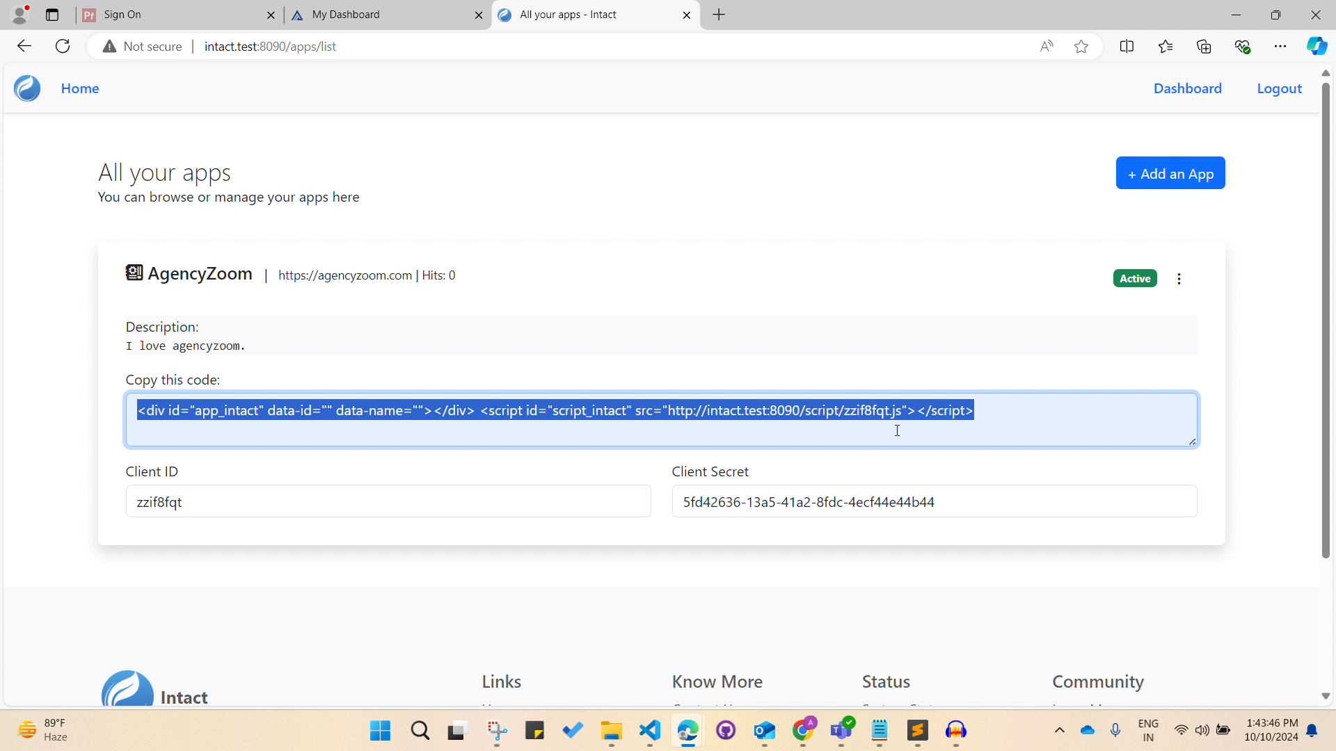 Intact app screenshot