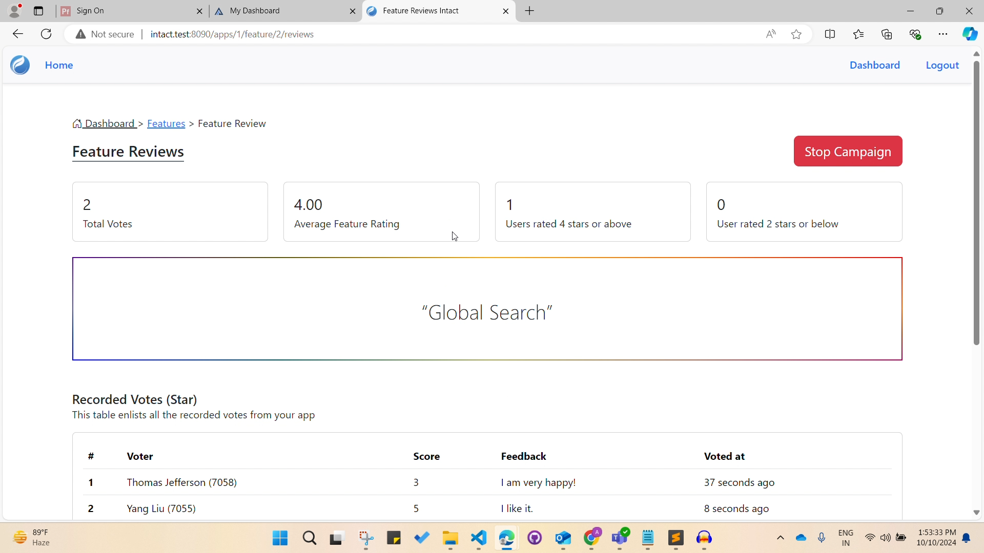 Intact app screenshot